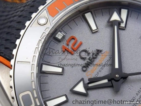 1226 Comfortable Planet Ocean 43.5mm SS VSF 1:1 Best Edition Black Orange Bezel Gray Dial on Nylon Strap A8900 Super Clone V 7730